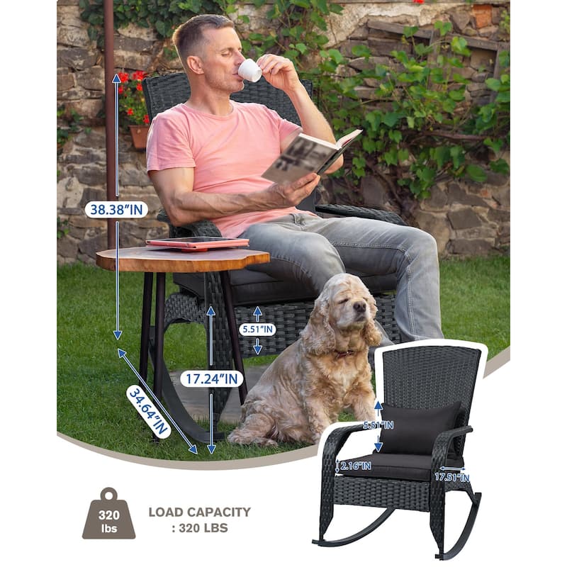 Outdoor Wicker Rocking Chair, Rattan Recliner