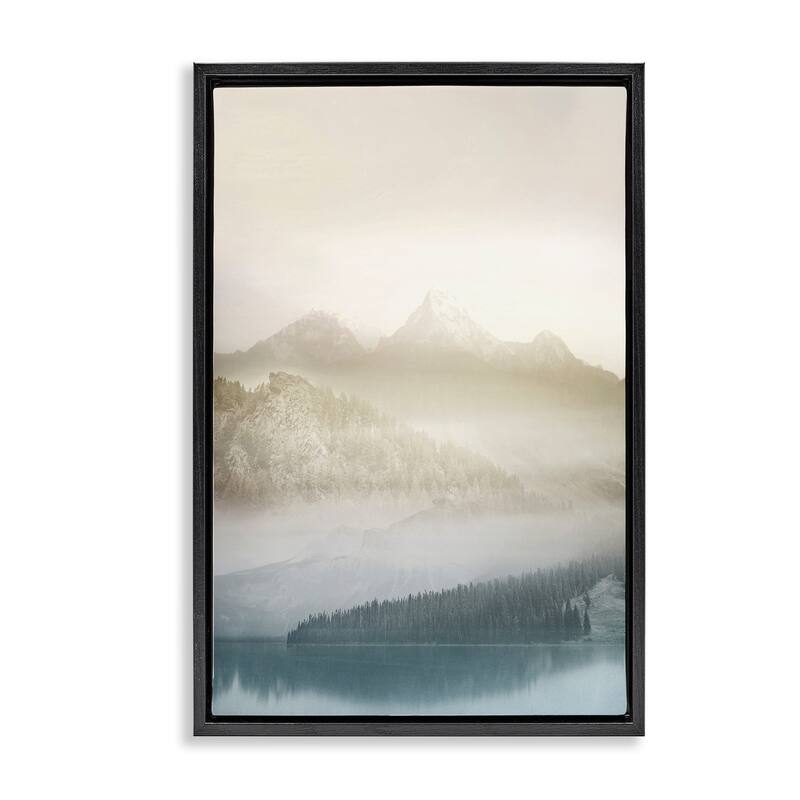 Stupell Vanilla Mountain Peaks View Framed Floater Canvas Wall Art Design By Gemma Bardot - 17 x 25 - Black