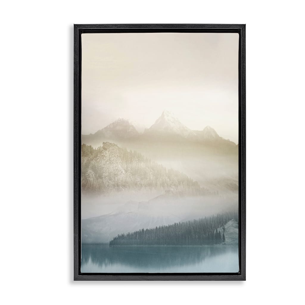 Stupell Vanilla Mountain Peaks View Framed Floater Canvas Wall Art Design By Gemma Bardot