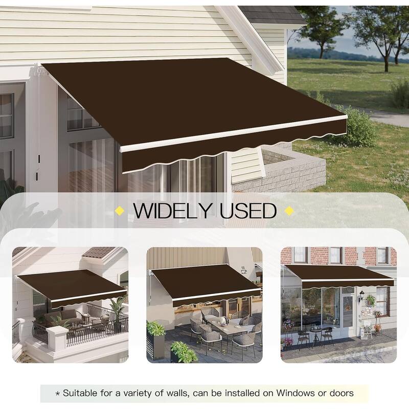 AECOJOY Manual Retractable Patio Awning Outdoor Sunshade Shelter (Cover Only)