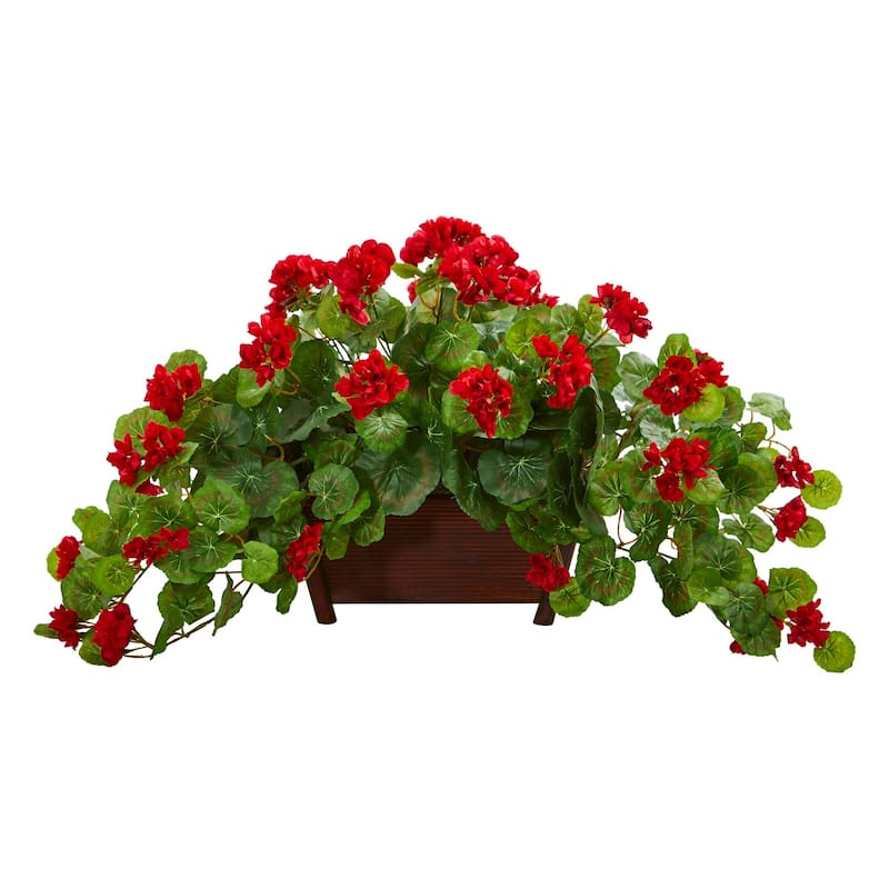 Artificial Plant with Planter Classic Charm Red Bloom Decor Home Living Room Decor - 15