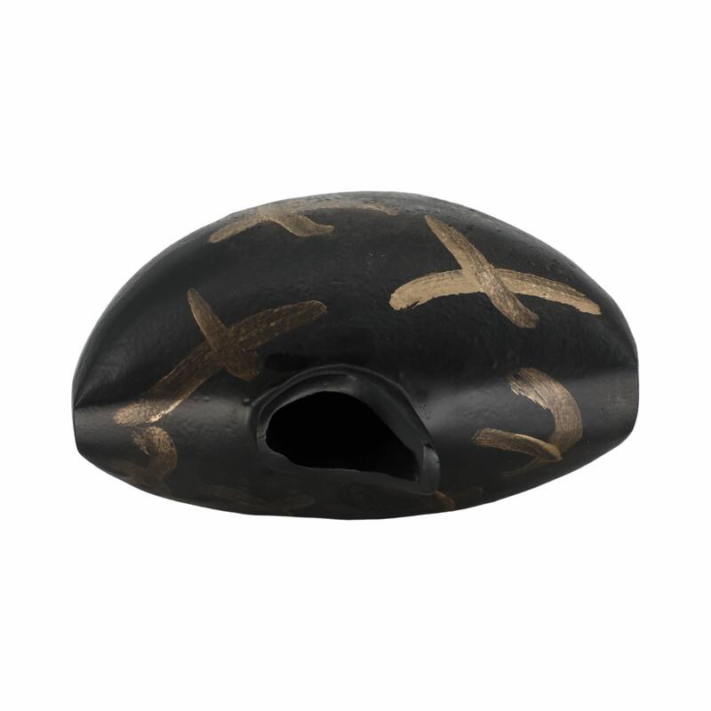 Metal Modern Sculptural Tribal Vase - Black/Gold