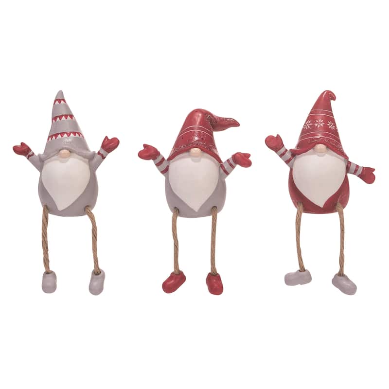 Transpac Resin Gnome Shelf Sitter Set of 3 Christmas Home Decorations