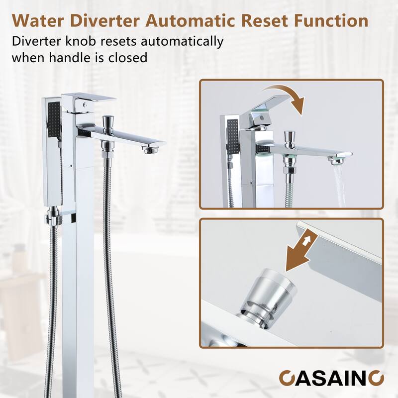 CASAINC Single-Handle Freestanding Floor-Mount Roman Tub Faucet Bathtub Filler with Hand Shower