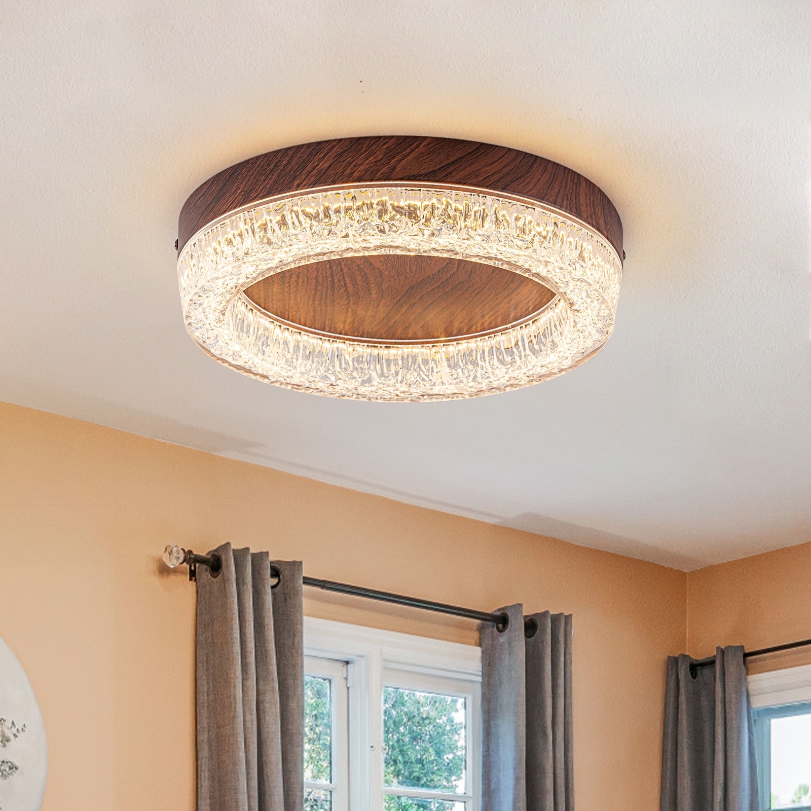 Farmhouse 1-Light 3CCT Dimmable Integrated LED Flush Mount Ceiling Light - 11.8-inch