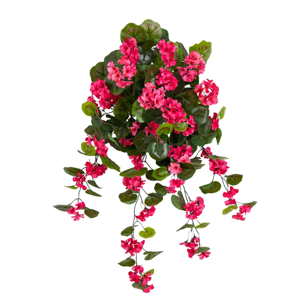 29-in UV Resistant Artificial Geranium Hanging Plant - Set of 2