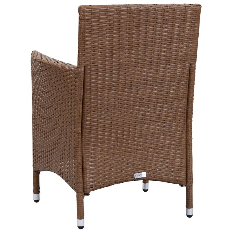 SAFAVIEH Outdoor Simka Brown/ Sand Patio Set (4-Piece) - 43W x 34D x 23H