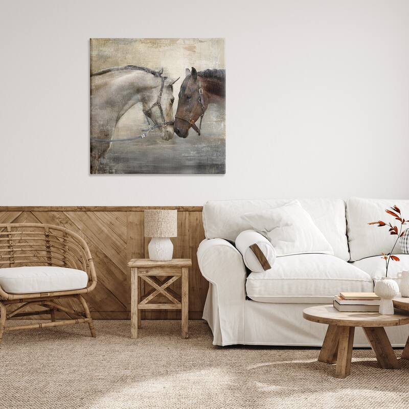 Stupell Horse Couple Textured Farm Animal Photograph Canvas Wall Art