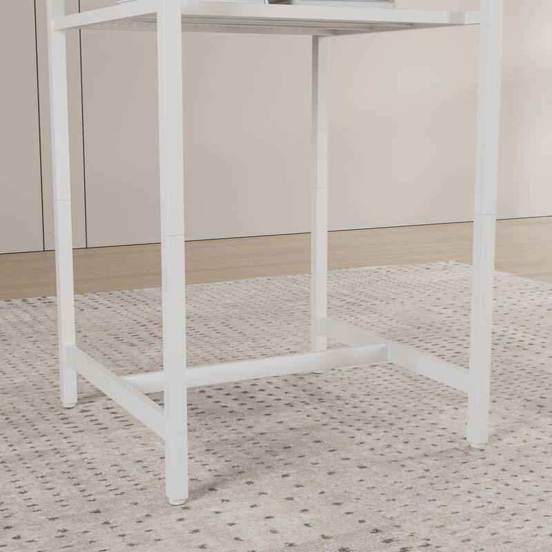 3-Piece Counter Height Table & Chairs Set with 2 Foldable Stools, Chic Bar Stools with Non-Slip Feet