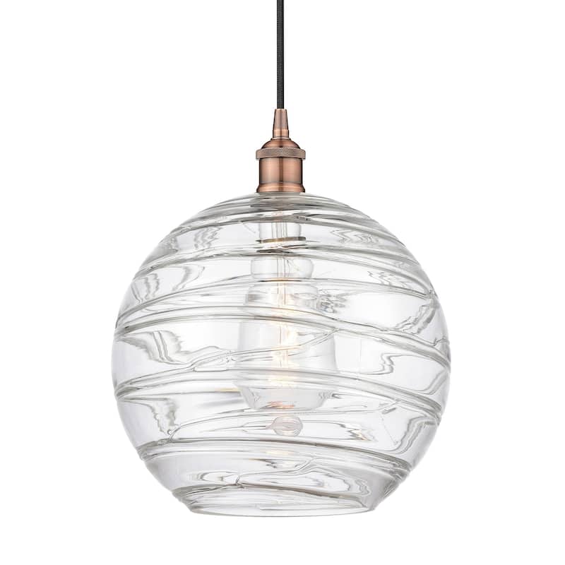 Innovations Lighting 616-1P-15-12 Athens Pendant Athens 12" Wide - Antique Copper / Clear Deco Swirl