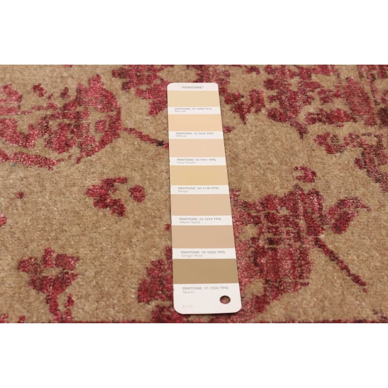 ECARPETGALLERY Hand-knotted Heritage Tan Silk, Wool Rug - 2'7 x 9'9