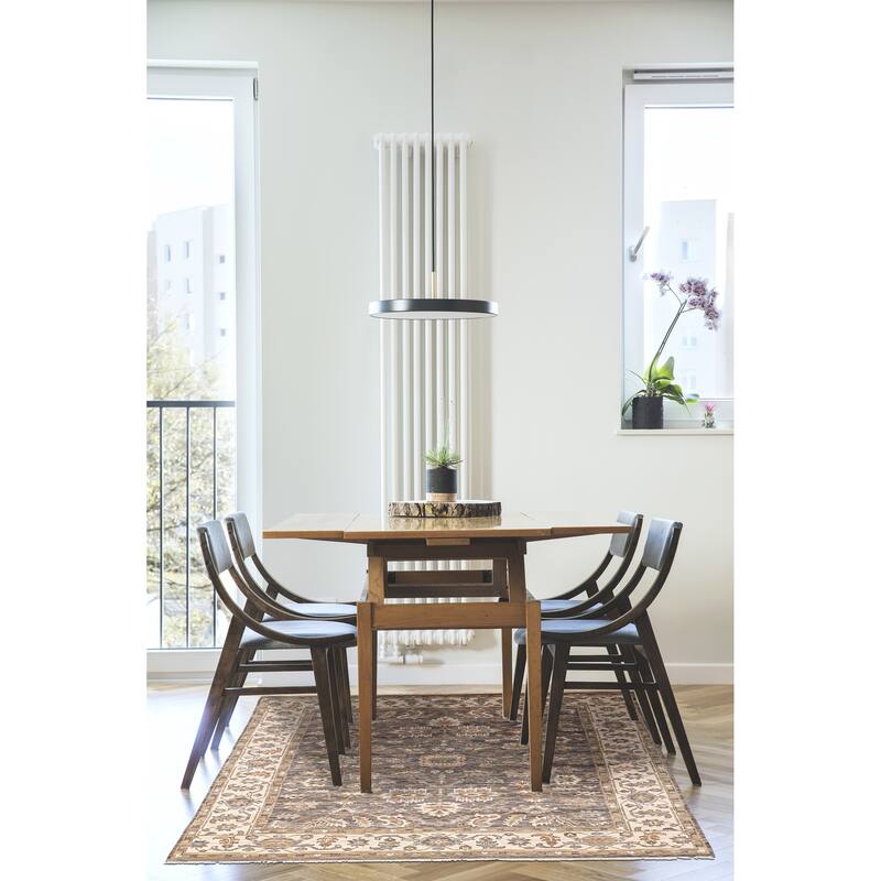 ECARPETGALLERY Hand-knotted Modern Oushak Dark Grey Wool Rug - 7'11 x 10'1