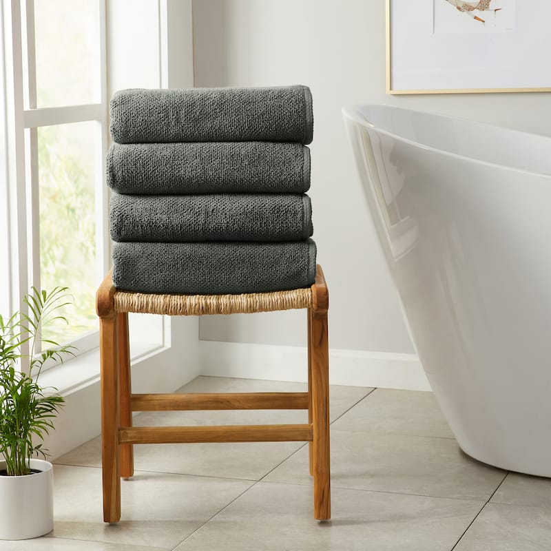 100% Cotton Acacia Collection Ultra Absorbant Popcorn Bath Towels - Bath Towel (Pack of 4) - Midnight