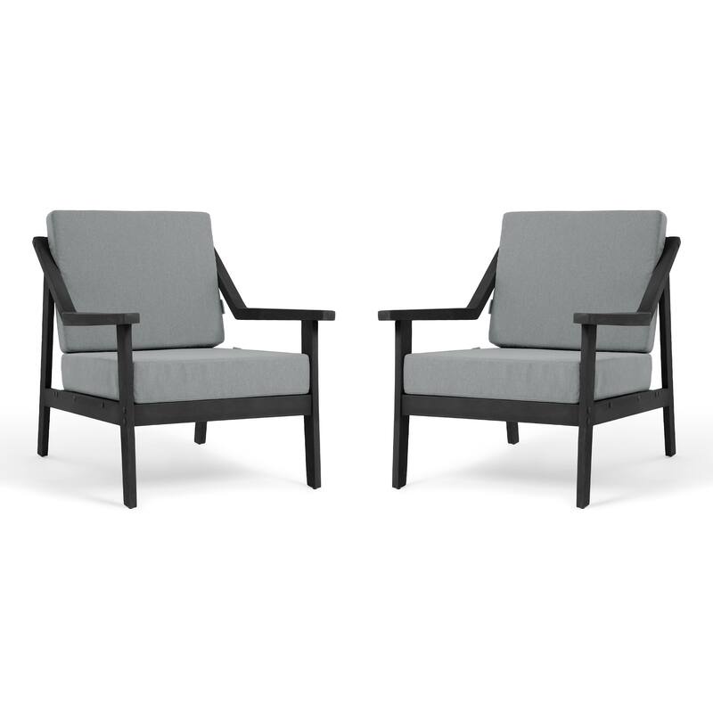 Outdoor Patio Club Chair Arm Lounge Cushion Chair (Set of 2)