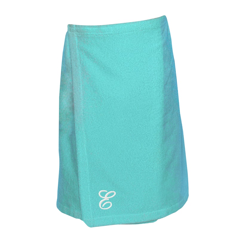 Authentic Hotel and Spa Turkish Cotton Terry Monogrammed Aqua Green Women's Spa and Shower Towel Wrap - Aqua/E