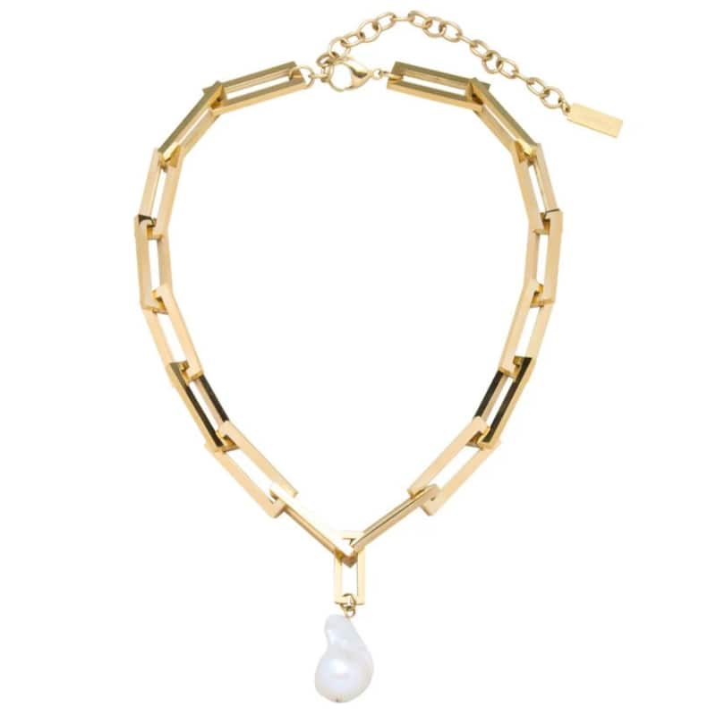 Bliss Diamond 17" Terry Chain Chunky Heavy Weight Baroque Freshwater Pearl 25mm Pearl Necklace