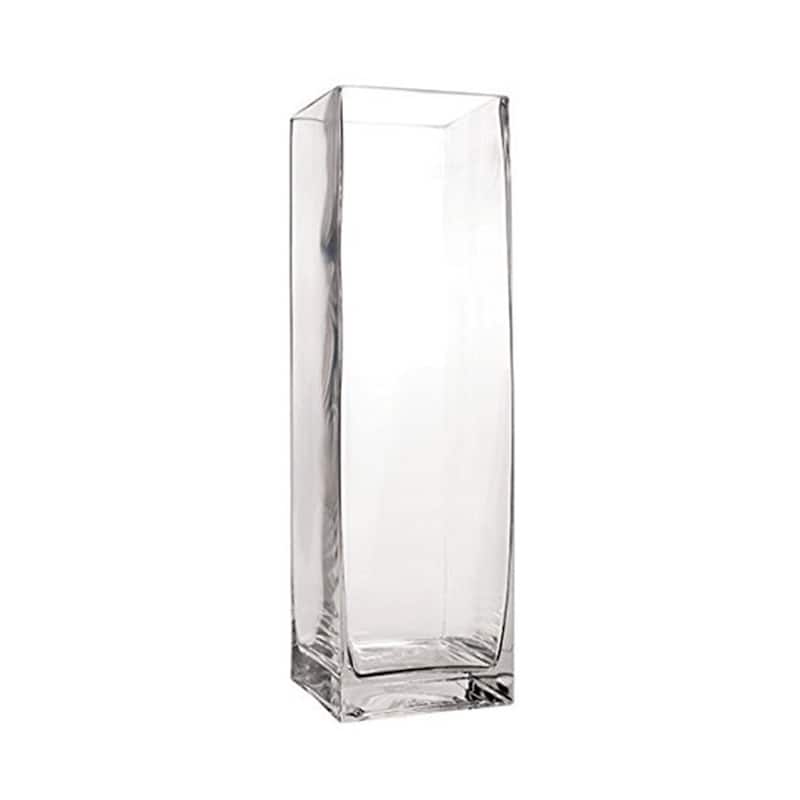Enova Home Rectangle Shape Clear Glass Vase 2.0" W x 8.0" H For Home Garden Decoration