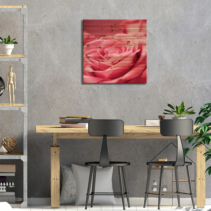 Pink Rose I Print On Wood by PhotoINC Studio - Multi-Color