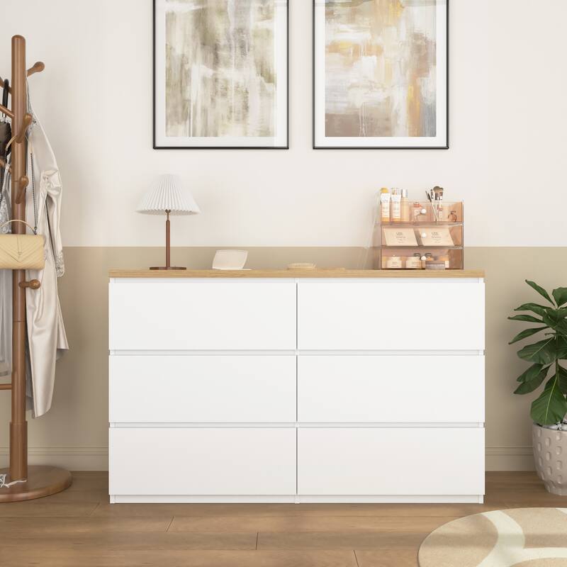 Modern Stylish Dressing Table 6 Drawers Storage Cabinet with Unique Base Design, for Bedrooms, Hallways and Entryways