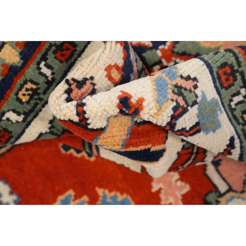 Hand Knotted Oriental 100% Wool Carpet Traditional Medallion Oranges & Rust Heriz (serapi) Area Rug - 8' 10'' X 6' 1''