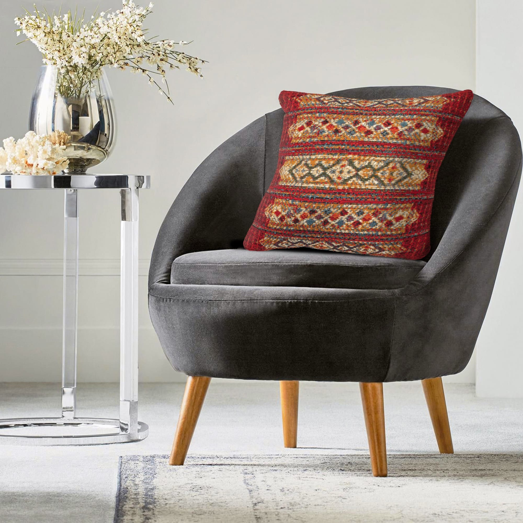 Lush Decor Marina Tribal Stripe Indoor/Outdoor Pillow Red