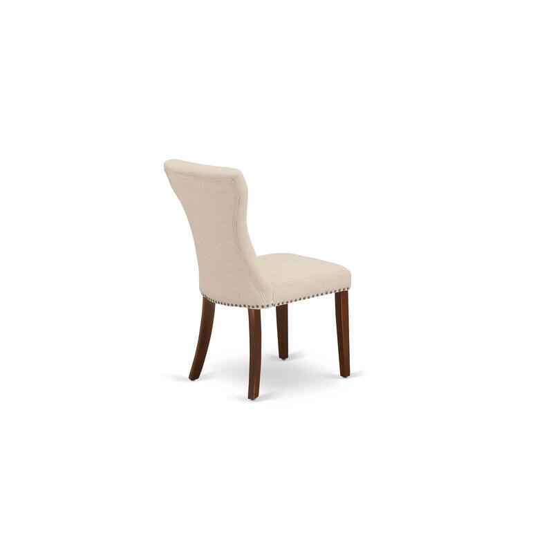 East West Furniture Gallatin Parson Dining Chairs - Button Tufted Nailhead Trim Linen Fabric Chairs, Set of 2, (Finish Options)