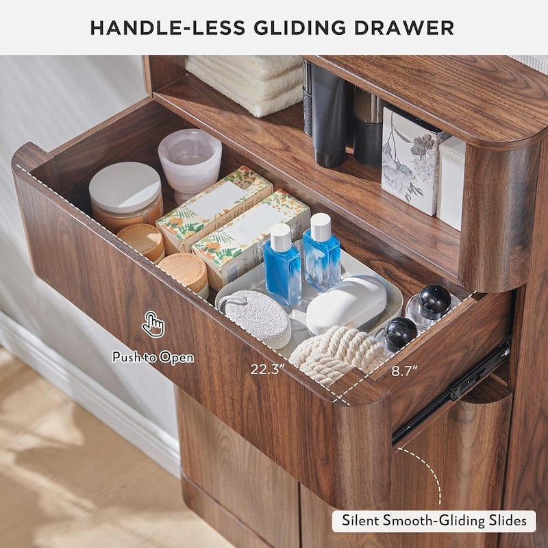 24" Modern Bathroom Storage Cabinet, Wide Cabinet For Living Room