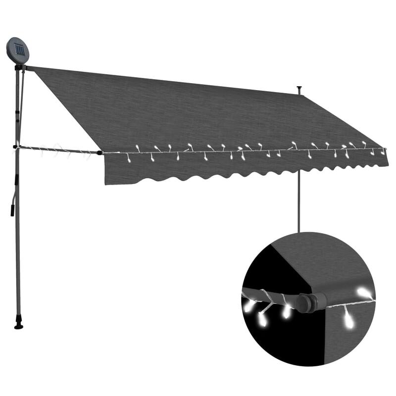 vidaXL Retractable Awning with Hand Crank and LED Sunshade Shelter for Outdoor