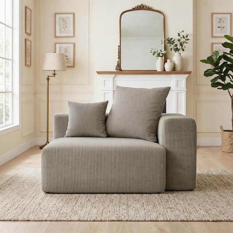 51"W Oversized Modular No Assembly Corduroy Accent Corner Chair