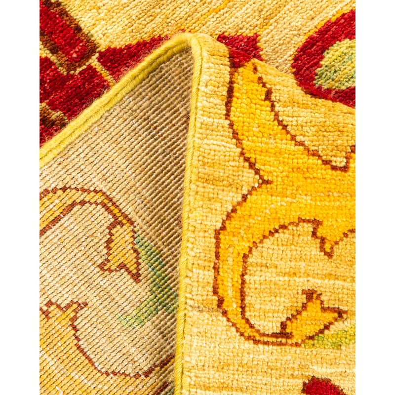 Overton Hand Knotted Wool Contemporary Floral Red Area Rug - 3' x 5'