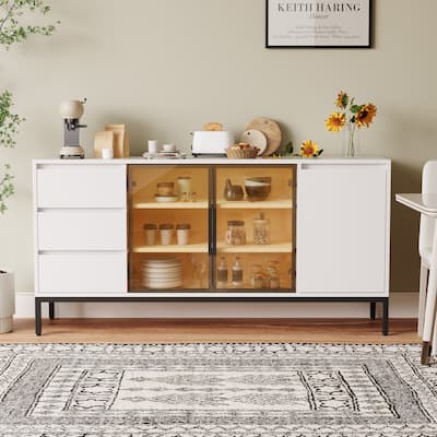 Sideboard Buffet Cabinet with Storage, Coffee Bar Cabinet with doors and 3 drawers, pantry cabinet