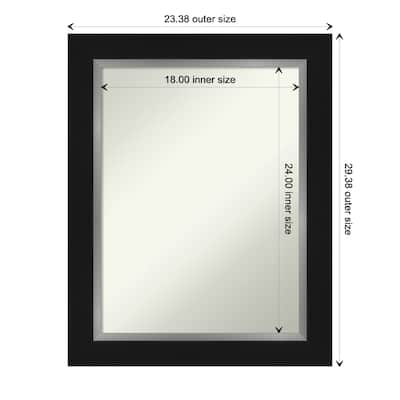 Non-Beveled Bathroom Wall Mirror - Eva Black Silver Frame
