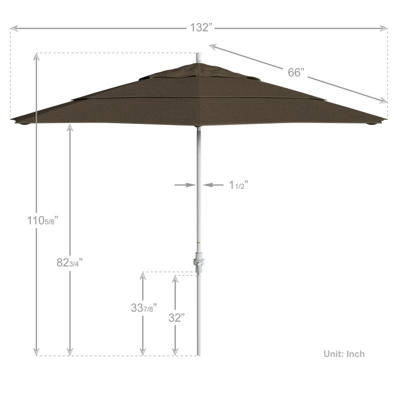 California Umbrella 11' Rd. Aluminum Patio Umbrella, Crank Lift, Collar Tilt, Dbl Wind Vent, White Finish, Sunbrella Fabric