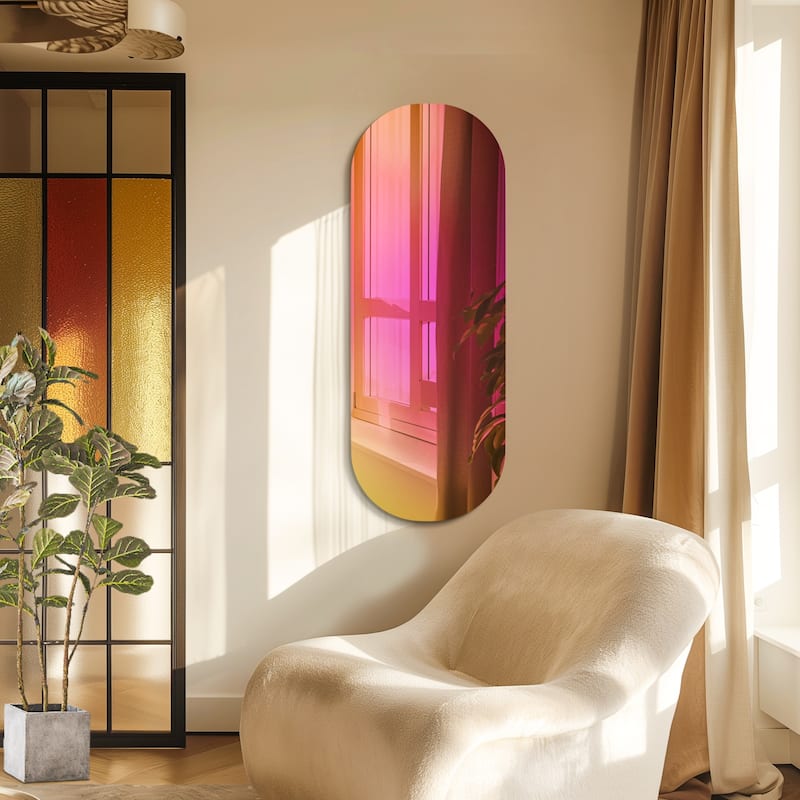 Wall Mounted Mirror, Decorative Iridescent Mirror - Oval 17.8" W x 48" H