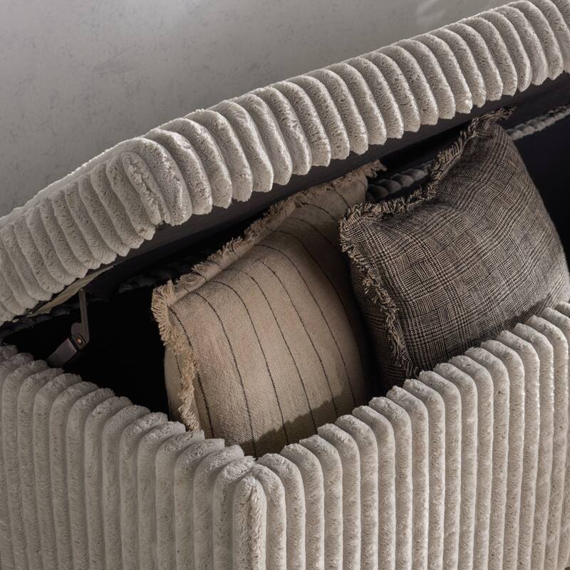 SAFAVIEH Couture Lynzie Plush Corduroy Storage Bench - 55"W x 21"D x 19"H