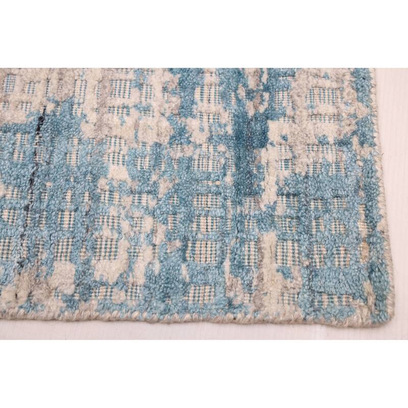 ECARPETGALLERY Hand Loomed Elysian Sky Blue Rug - 8'1 x 9'10