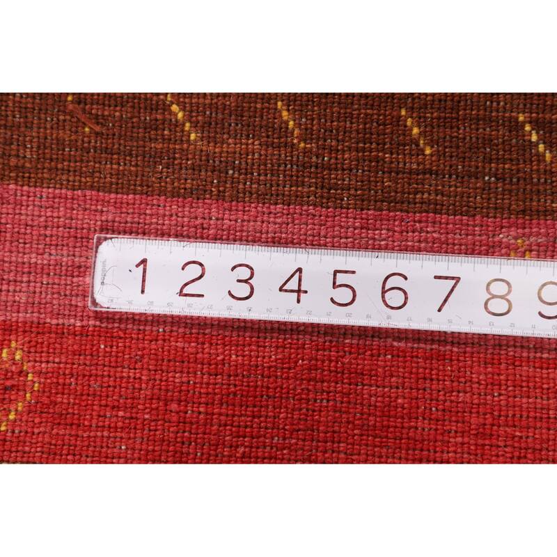 Little Animals Striped Gabbeh Indian Area Rug Hand-Knotted Wool Carpet - 5'3"x 7'10"