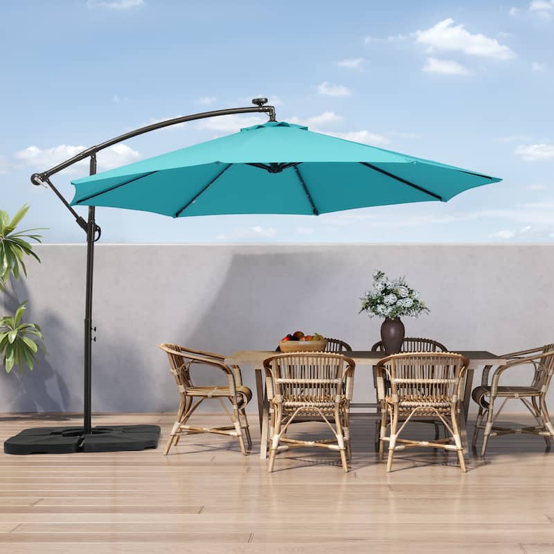 Lucent 10' Cantilever Patio Umbrella with Solar LED Lights