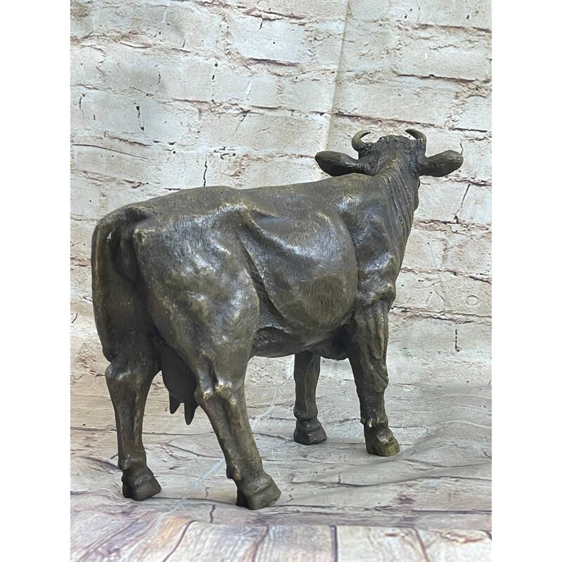 Milk Cow Cattle Bronze Statue Sculpture Figure Figurine Farm Decor 9 Inches X 11 Inches