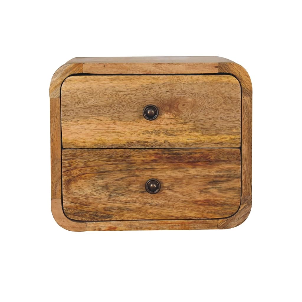 Artisan Furniture Solid Wood Mini Curve Oak-ish Floating Nightstand