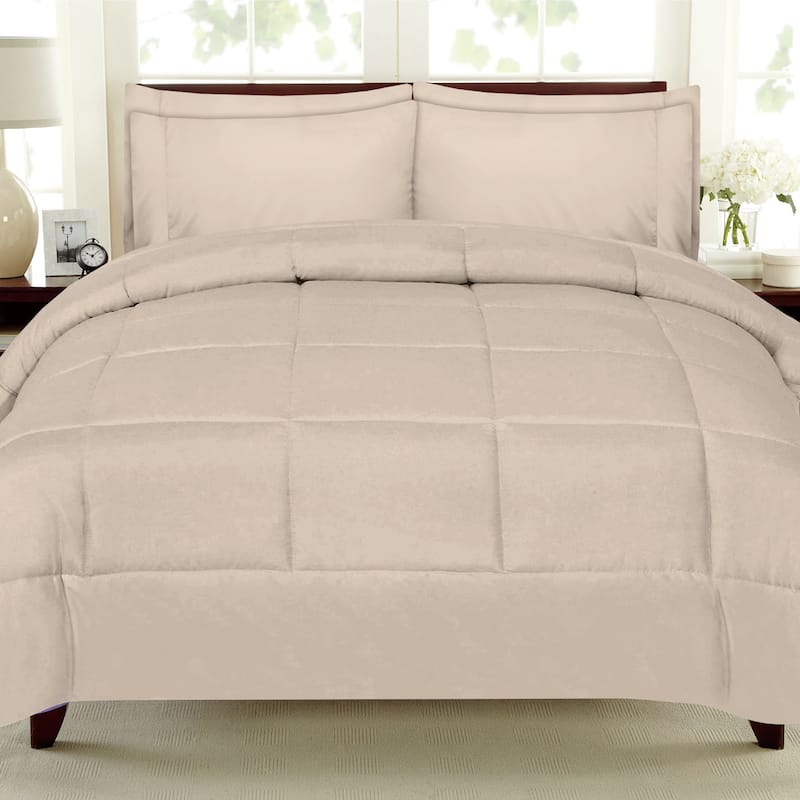 Sweet Home Collection Luxury Solid Bed-In-a-Bag with Sheet Set - Cream - Full