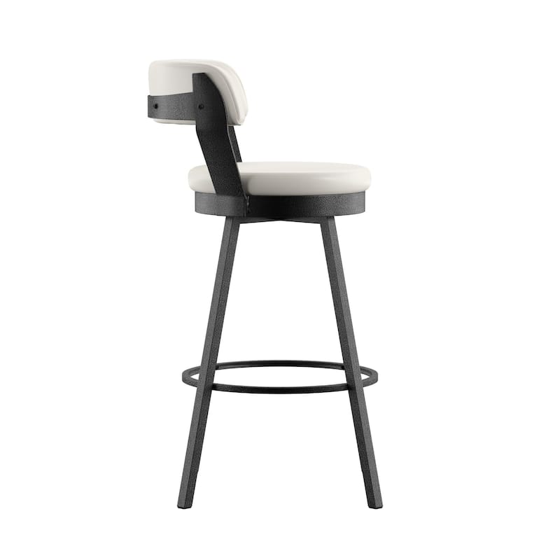 Harley Faux Leather Graphite Grey Metal Swivel Stools (Set of 2) by iNSPIRE Q Modern