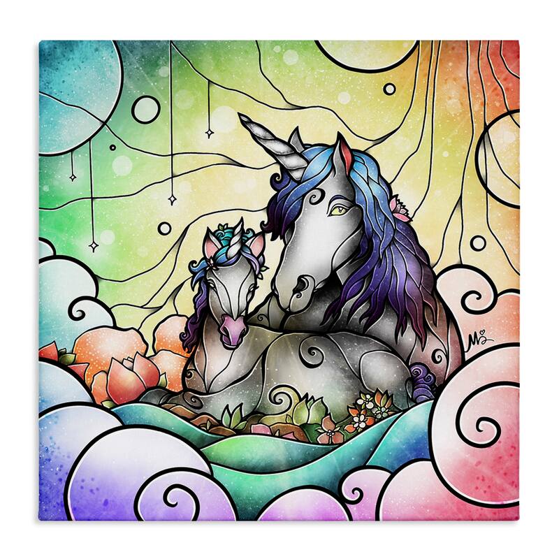 Stupell Deco Style Unicorns Canvas Wall Art Design By Mandie Manzano - 17 x 17