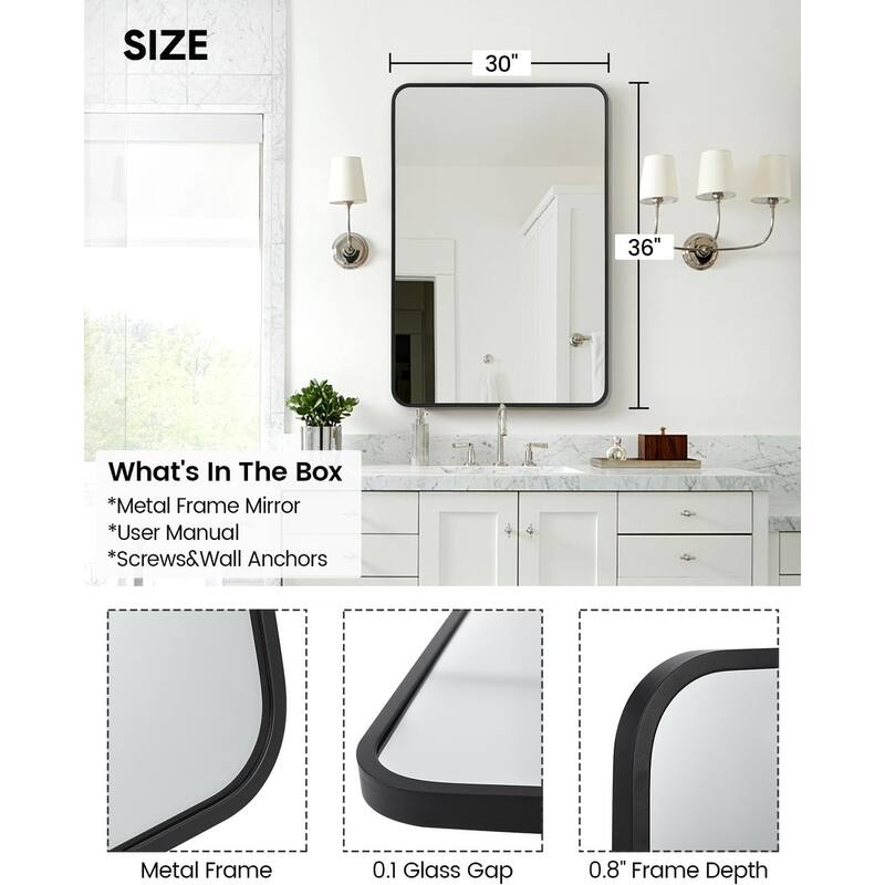 30 inchRound Mirror for Wall, Round Bathroom Mirror
