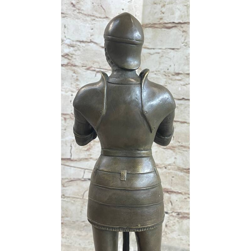 Medieval European Knight Heavy Armor Bronze Statue Sculpture Figure 14 Inches X 5 Inches