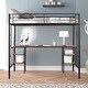 preview thumbnail 3 of 13, Black Twin Size Metal Loft Bed with Table, Shelves, Heavy-duty Sturdy Metal, Built-in Table, Safety Guardrail
