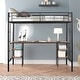 preview thumbnail 3 of 13, Twin Size Metal Loft Bed with Table, Shelves, Heavy-duty Sturdy Metal, Built-in Table, Safety Guardrail