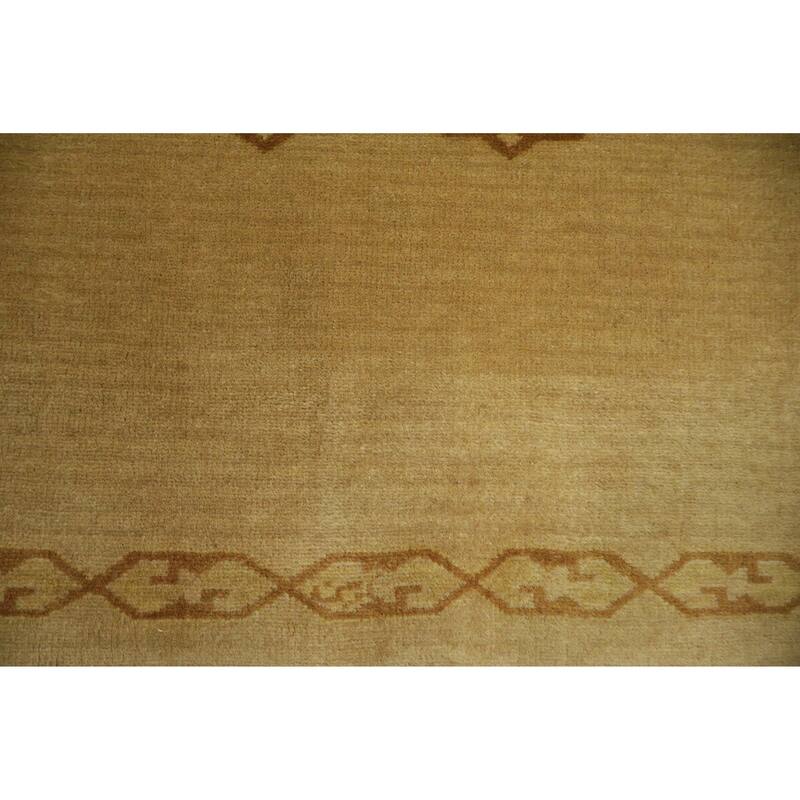 Hand Knotted Oriental 100% Wool Carpet Tribal Geometric Yellow & Gold Gabbeh Area Rug - 4' 8'' X 3' 6''