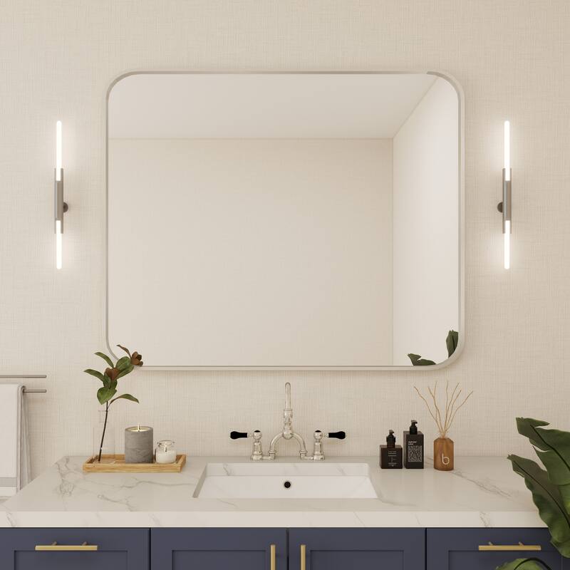 Organnice Rectangular Aluminum Frame Vanity Bathroom Mirror with Clear Glass