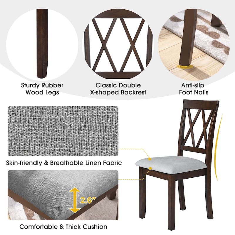 Foldable Dining Table Set, 5 Piece Extendable Dining Set with Drop Leaf Dining Table and 4 Dining Upholstered Chairs